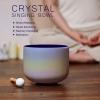 image440HZ 8 Inch Rainbow Colored A Note ThirdEye Chakra Frosted Quartz Crystal Singing Bowl for Sound Healing and MeditationA Note