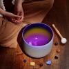 image440HZ 8 Inch Rainbow Colored A Note ThirdEye Chakra Frosted Quartz Crystal Singing Bowl for Sound Healing and MeditationA Note