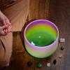 image440HZ 8 Inch Rainbow Colored A Note ThirdEye Chakra Frosted Quartz Crystal Singing Bowl for Sound Healing and MeditationB Note