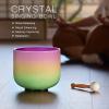 image440HZ 8 Inch Rainbow Colored A Note ThirdEye Chakra Frosted Quartz Crystal Singing Bowl for Sound Healing and MeditationB Note