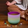 image440HZ 8 Inch Rainbow Colored A Note ThirdEye Chakra Frosted Quartz Crystal Singing Bowl for Sound Healing and MeditationB Note