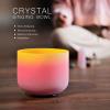 image440HZ 8 Inch Rainbow Colored A Note ThirdEye Chakra Frosted Quartz Crystal Singing Bowl for Sound Healing and MeditationE Note