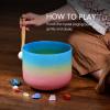 image440HZ 8 Inch Rainbow Colored A Note ThirdEye Chakra Frosted Quartz Crystal Singing Bowl for Sound Healing and MeditationG Note