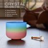 image440HZ 8 Inch Rainbow Colored A Note ThirdEye Chakra Frosted Quartz Crystal Singing Bowl for Sound Healing and MeditationG Note