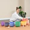 imageSet Of 7 PCS 440HZ 612 Inch Colored Frosted Chakra Quartz Crystal Singing Bowls Sound Healing Instrument with 2 PCS Travel Carry Case Bag for MeditationColor 612