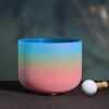 image440HZ 8 Inch Rainbow Colored A Note ThirdEye Chakra Frosted Quartz Crystal Singing Bowl for Sound Healing and MeditationG Note