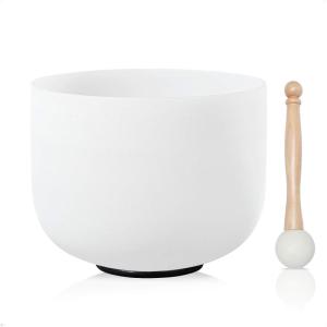 image8 Inch B Note Crown Chakra Frosted Quartz Crystal Singing Bowl with Mallet ampamp Oring Sound Healing Music InstrumentG Note