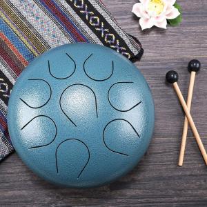 image8 Inch Dark Blue Textured Color Stainless Steel Tongue Drum Percussion Instrument Free Mallet ampamp Bag Powerful Energy